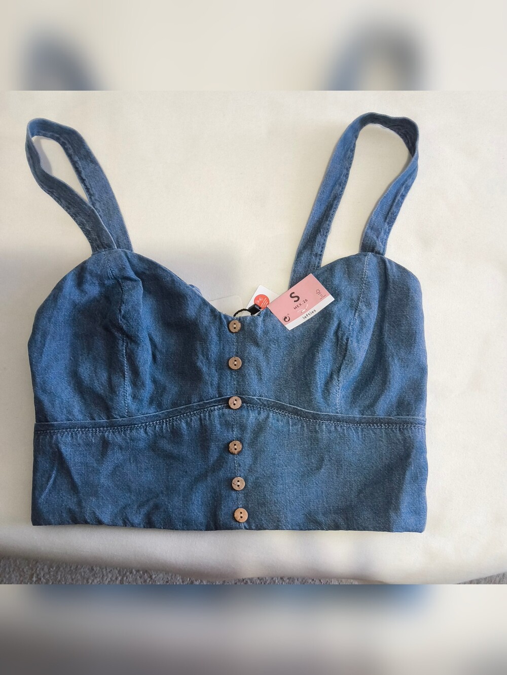 NWT Lefties Denim Crop Top – Size S - Picture 2 of 10